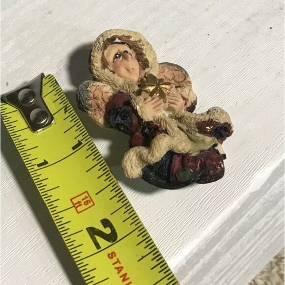 Boyds Bears Folkwear HOLIDAY ANGEL with Star Pin/Brooch 2" - Picture 4 of 5